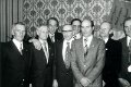 BosselnGH 1977 0221.jpg  Fahnenweihe  für 25 jährige Mitgliedschaft wurden mit einen Bosselnadel ausgezeichnet:  vl.  Erich Reimers, Willi Peters, Erich Requate, Johannes Schlicht, Boy Christiansen, Walter Christiansen, Hans Reimers  un  der 1. Vorsitzende Hans Peter Thomsen